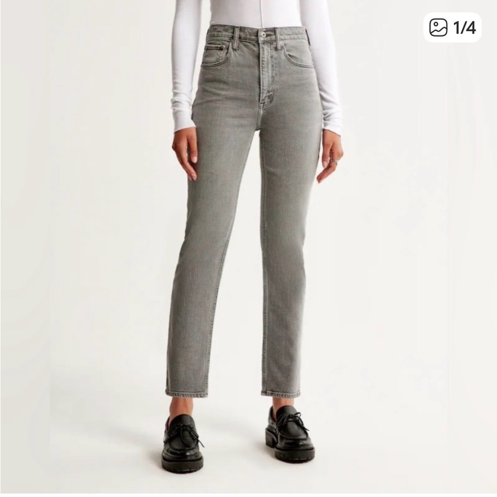 Abercrombie & Fitch Ultra High Rise Ankle Cropped Gray Jeans
